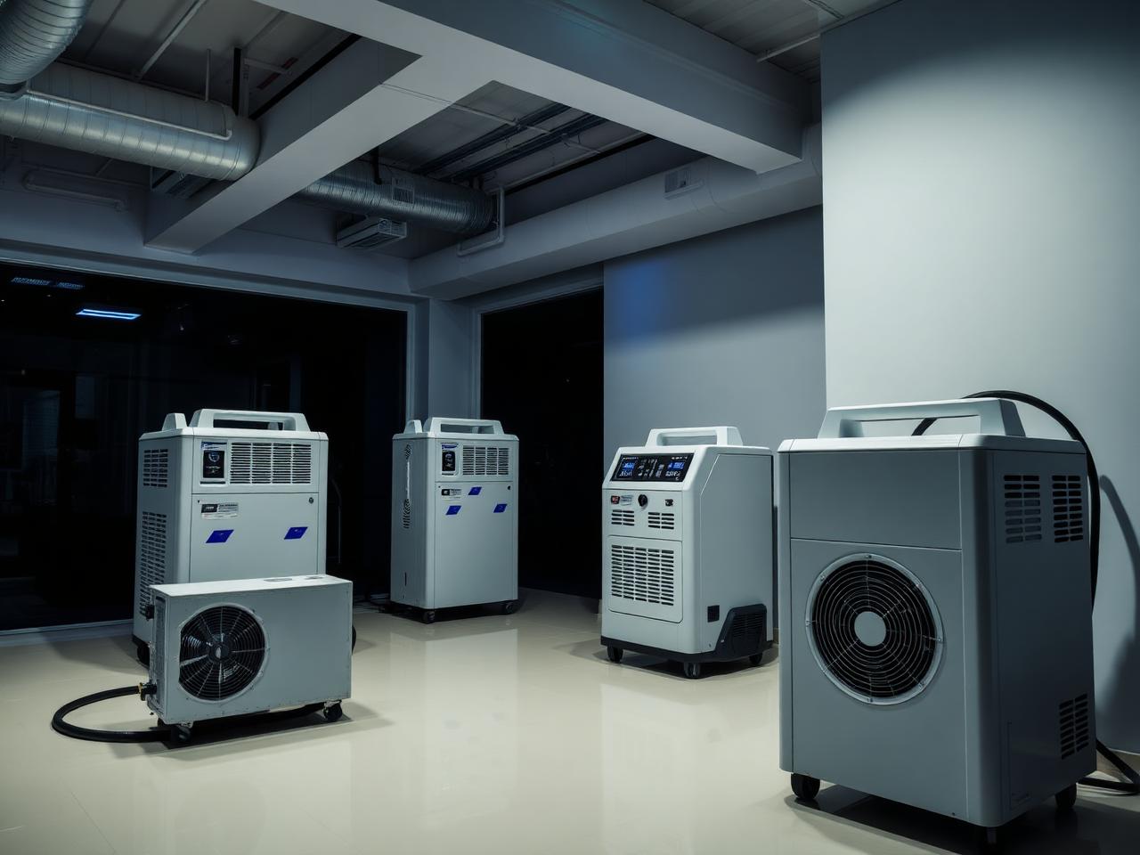 Industrial air movers and dehumidifiers drying a water-damaged Tempe AZ home